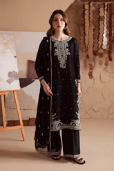 BATIK - 3PC DHANAK EMBROIDERED SHIRT WITH CHIFFON EMBROIDERED DUPATTA AND TROUSER - HZG2335